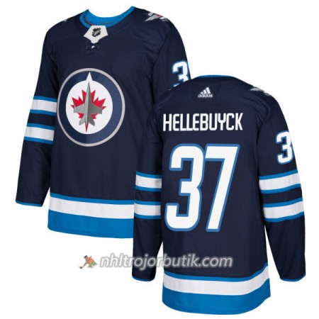 Män Ishockey Winnipeg Jets Tröja Connor Hellebuyck 37 Adidas 2017-2018 Marinblå Authentic